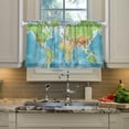 thumbnail image 5 of Coolnut World Map Kitchen Curtains 24 Inch Length Blackout Thermal Insulating Tier Curtains with Rod Pockets Short Curtains Home for Living Room/Bedroom Home Decor, 5 of 7