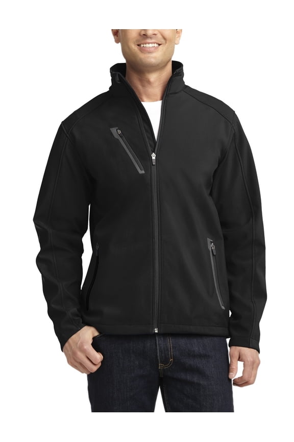 Just Blanks Welded Soft Shell Jacket Through Cadet Collar With Chin Guard, Black, 4XL