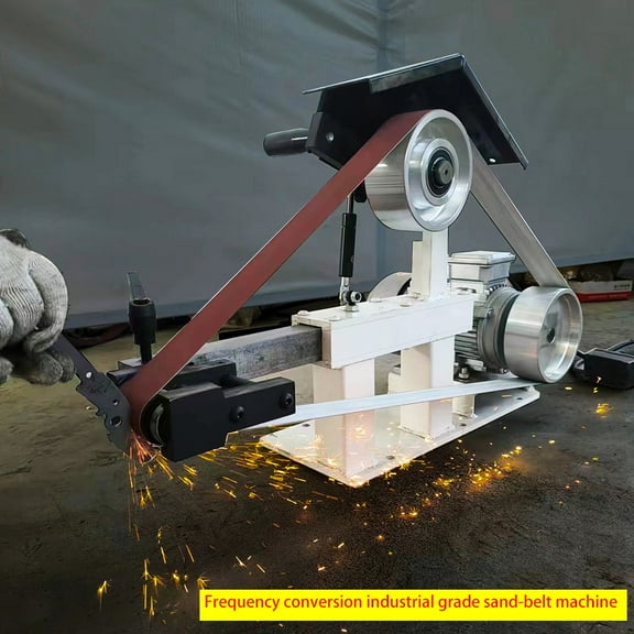 Belt Grinding Polishing Machine Frequency Conversion Industrial Grade Sand-Belt Three Sets of Grinding Wheels with Base 110V 1500W 72-82IN