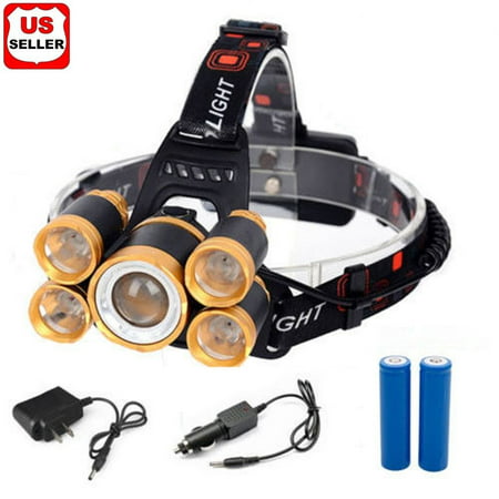 80000LM 5-LED Zoom LED Rechargeable 18650 Headlamp Head Light Torch Charger (Best Head Torch For Walking)