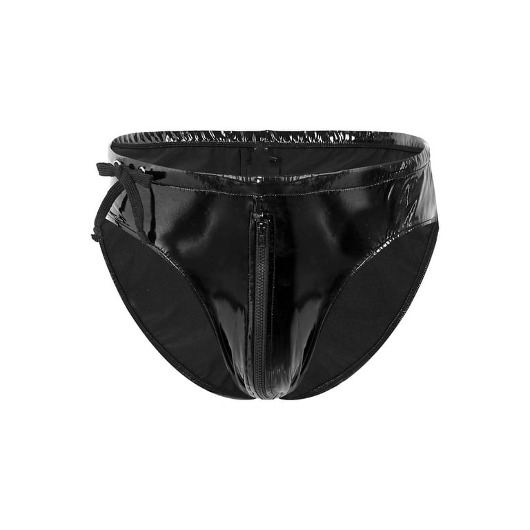 YIZYIF Mens Latex Pole Dance Skinny Pants Zipper Crotch Trousers Stage  Performance Clubwear Black 3XL 