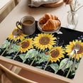 thumbnail image 3 of Sunflower Butterfly Placemats Set of 6, Green Leaf Spring Flower Plant Black Non-Slip Place Mats Washable Table Mats for Kitchen Dining Table Decorations Indoor/Outdoor, 3 of 9