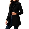 thumbnail image 5 of Dzrciro Trench Coat Women, Wool Blend Long Sleeve Collared Thicken Double Breasted Mid Length Overcoat with Pockets, Warm Comfortable Office Bussiness Work Jackets S-2XL, 5 of 7