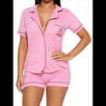 thumbnail image 1 of Conjuntos de Pijama para Mujer, Conjuntos Casuales, Pijamas con Botones, Pantalones Cortos y Mangas , Conjuntos de Pijama para Mujer Rosa S, 1 of 8