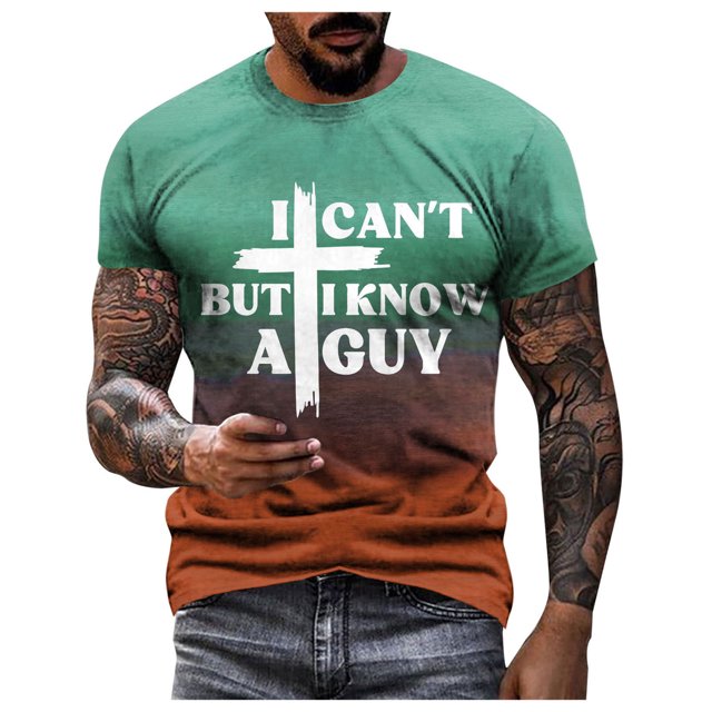 TSADFHJI Hauts pour Hommes Manches Courtes Hiver Mode Décontractée T-Shirt Imprimé m Vert