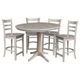 thumbnail image 5 of 5-piece Solid Wood Dining Set with 36'' Round Extension Pedestal Table and 4 Madrid Ladder Back Chairs in Hickory/Washed Coal by International Concepts, 5 of 7