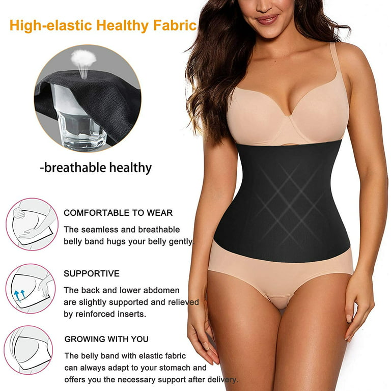 Gotoly Postpartum Belly Band Maternity Support Recovery Belt Girdles for Women  Body Shaper Tummy Control Waist Trainer(Black Medium) 