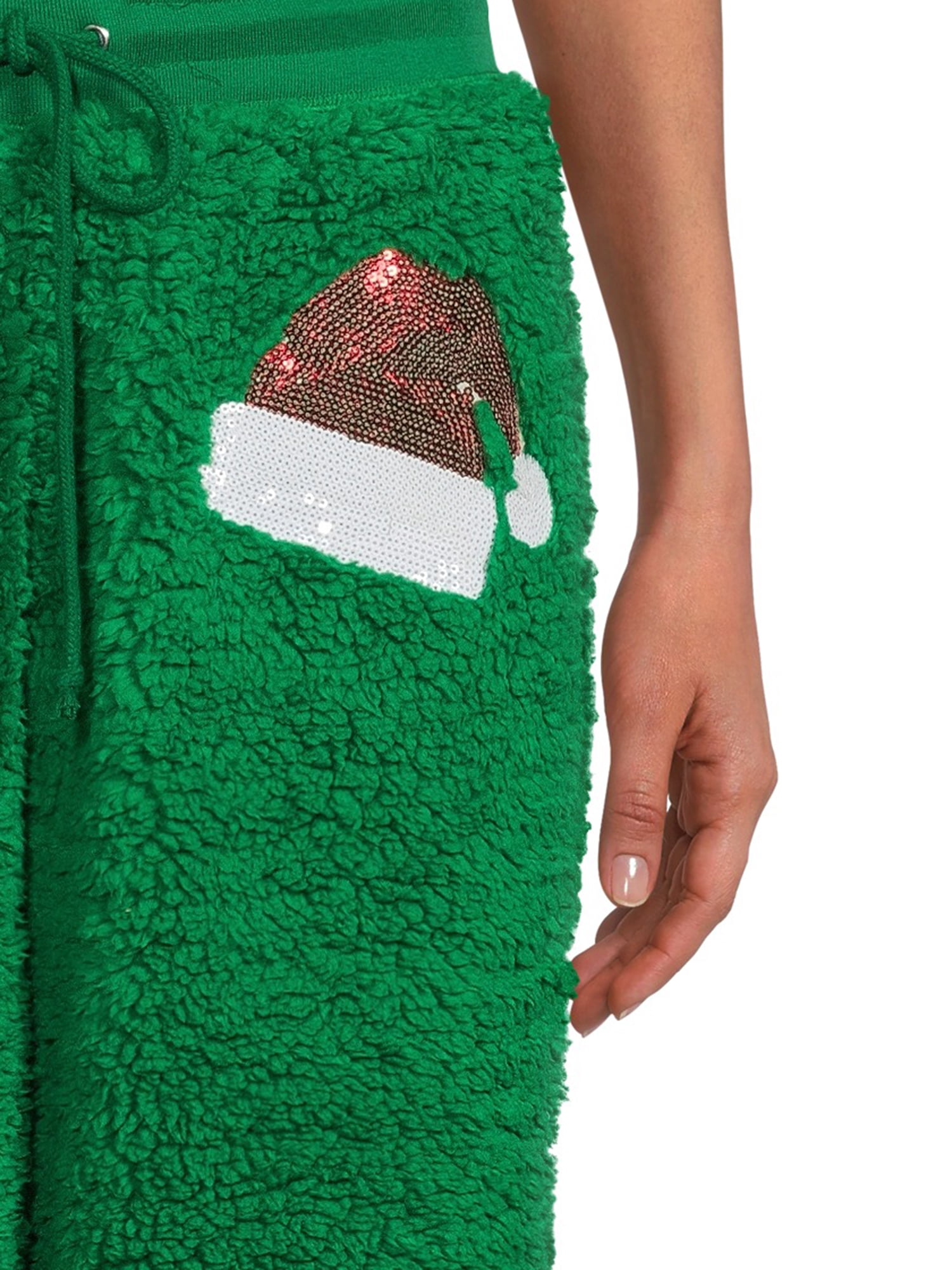 No Boundaries Juniors’ Christmas Faux Sherpa Joggers