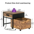 thumbnail image 6 of Homieasy Mini Fridge Stand with Drawer Storage & Sockets, Heavy Duty Mini Refrigerator table with Rolling Cabinet for Dorm, Apartment, Office, Mini Fridge and Microwave Stand,Rustic Brown, 6 of 8