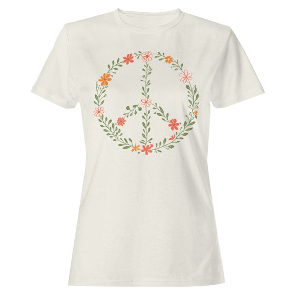 Floral Peace Symbol Women's Off-White T-shirt