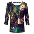 thumbnail image 4 of CEHVOM T-Shirts de Croisière Carnaval pour Adultes, T-Shirts de Mardi Gras pour Femmes à Paillettes, T-Shirts de Mardi Gras pour Femmes T-Shirt Graphique Masque Pailleté, T-Shirts à Manches Longues de Carnaval à Col Rond T-Shirt de Fête Hauts de Carnaval, 4 of 5