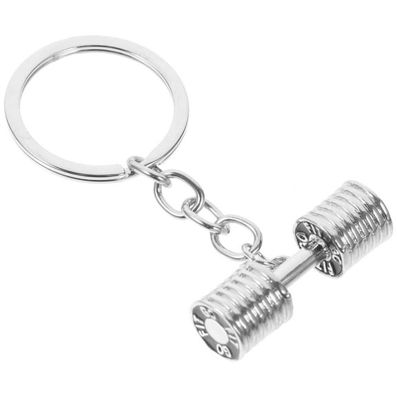 KALLORY Fitness Keychain Dumbbell Keychain Silver Bag Hanging Decor for Father's Day Gift 1Set