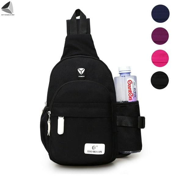 PULLIMORE Crossbody Sling Backpacks for Women Men Nylon Waterproof Shoulder Chest Bags Messenger Bags for Hiking Cycling Travel Business (Black)