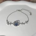 thumbnail image 1 of Pulsera Star Girl de diseño único, pulsera de lujo con dije de piedra lunar de planeta azul, cadena de plata de 9,65 pulgadas, 1 of 5