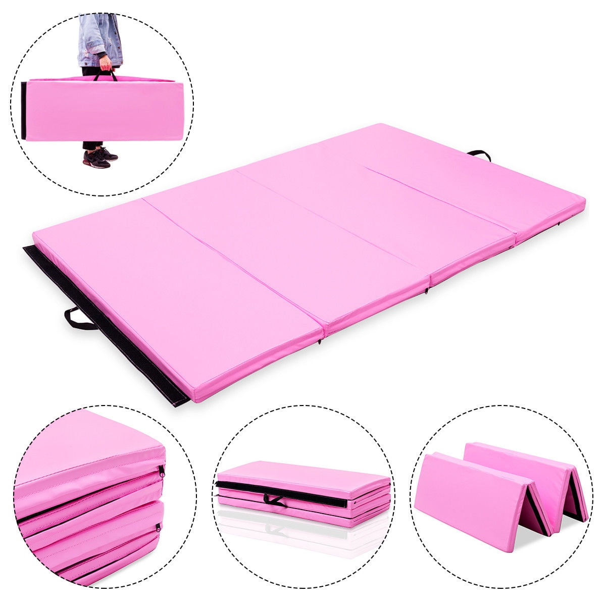 Multi-Use Portable Dance/Yoga Mat 4.5-inch EPE Foam Pink / Black FitMat 5 Ft 