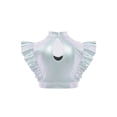 thumbnail image 4 of YiZYiF Girls Shiny Metallic Dance Crop Top Rhinestone Ruffle Cap Sleeve Jazz Hip-Hop Shirts Party Silver 8, 4 of 5