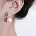 thumbnail image 2 of 2024 New French Design Sterling Silver Zircon Pearl Earrings - Elegant and Trendy Studs for Women, 2 of 5