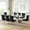 Silver Table, variant on 9-Piece Dining Table Set, 94" Tempered Glass Top, Irregular Stainless Steel Base, 8 Velvet Dining Chairs with Tufted Backrests and Nailhead Trim, for Living Room, Kitchen, Conference Room