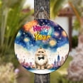 thumbnail image 4 of Happy New Year with Persian Fireworks Holiday Xmas Winter 2025 Round Wood Sign Cat Lover Kitten Owner Gifts Hanging Wall Home Decor - 00025, 4 of 5