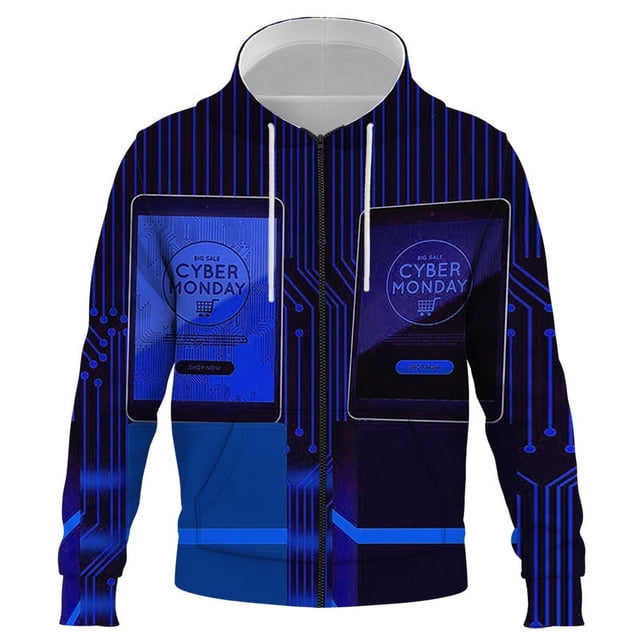 Sudadera con capucha y cremallera para hombre, suéter holgado de gran tamaño con impresión 3D y nueva tecnología digital, estilo urbano, primavera y otoño