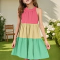 thumbnail image 2 of Ashirexll Robes pour Filles Enfants Sans Manches Mode Col Rond Patchwork Ludique Été Décontractée Robe d'Été pour Préadolescentes, 2 of 7