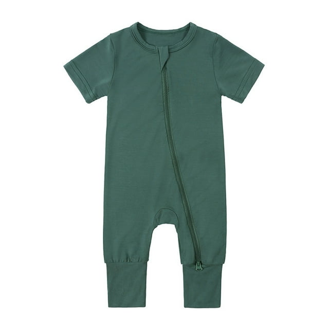 EDFBUYKRS Baby Rompers Footless Pajamas Zipper Short Sleeve Sleeper Jumpsuit