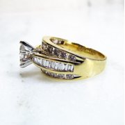 Diastar 14K Yellow Gold Finish Silver Womens Cubic Zirconia Wedding Engagement Ring