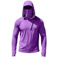 thumbnail image 5 of Men's UPF 50+ Sun Hoodie Long Sleeve Hooded Fishing Shirt Solid Pullover Cooling Ice Silk Breathable Quick-Dry Moisture Wicking 4-Way Stretch for Commute Fishing Hiking Purple L, 5 of 5
