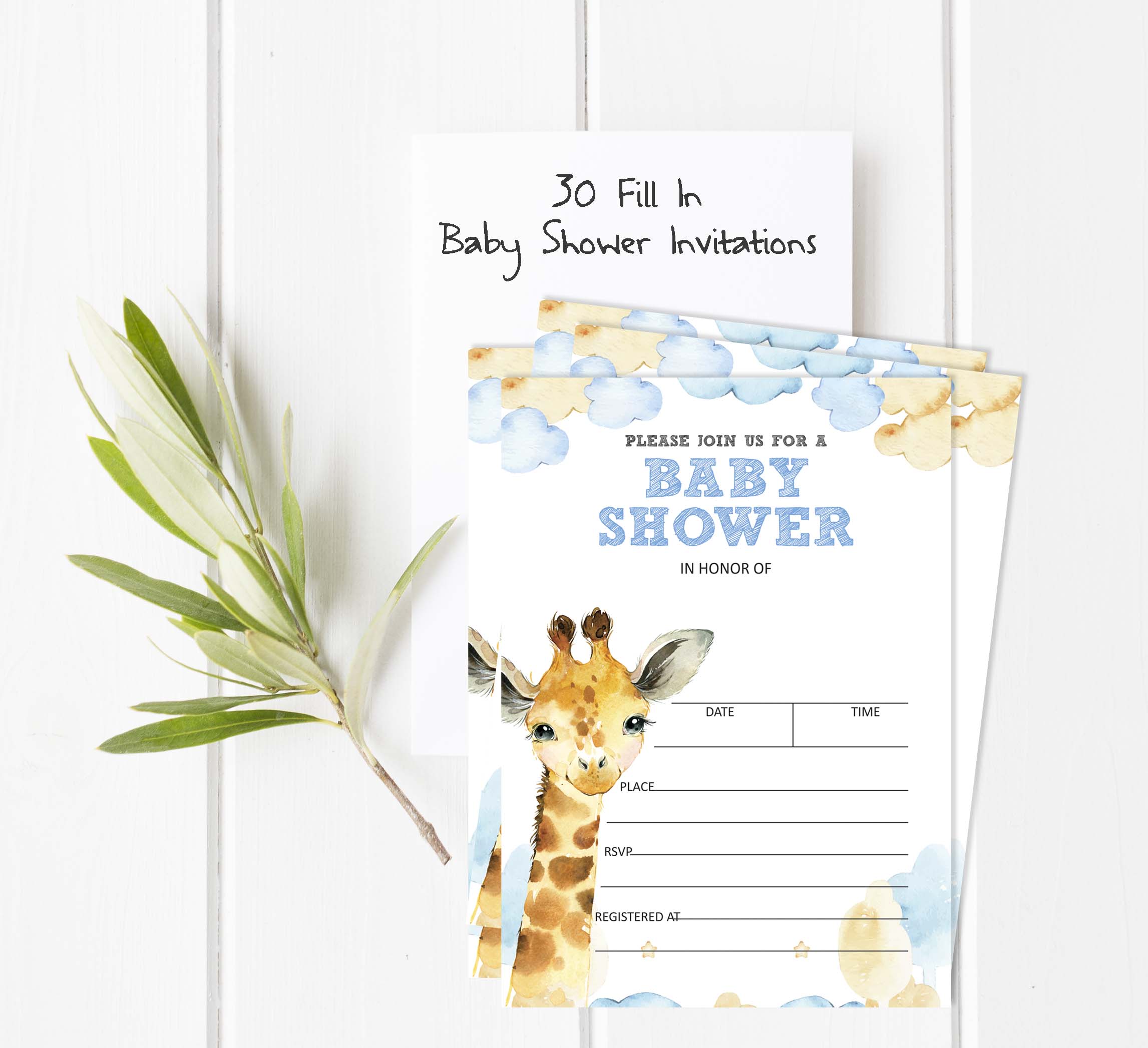 Inkdotpot Set Of 30Giraffe Baby Shower Invitations-Diaper Raffle Tickets And Baby Shower Book Request Cards Jungle Animals Invites Its A Boy Its A Girl