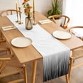 thumbnail image 3 of Black White Table Runner - 90 Inch Long, Kitchen Dining Table Runner Dresser Scarves, Ombre Gradient Striped Minimalist Texture Farmhouse Decor for Coffee Tables Wedding Party Banquet, 3 of 8