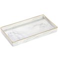 thumbnail image 1 of Luxspire Bandeja de tocador de baño Bandejas de baño de cerámica de mármol para mostrador Bandeja dorada y blanca para aparador Bandeja de mostrador de cocina Bandeja de perfume Plato de joyería Peque, 1 of 5