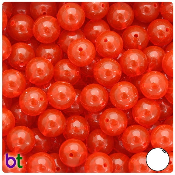 BeadTin Fire Red Transparent 12mm Round Plastic Beads (60pcs)