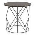 thumbnail image 3 of Furniture of America Borche Table d'Appoint Ronde Industrielle en Bois, Noyer, 3 of 5