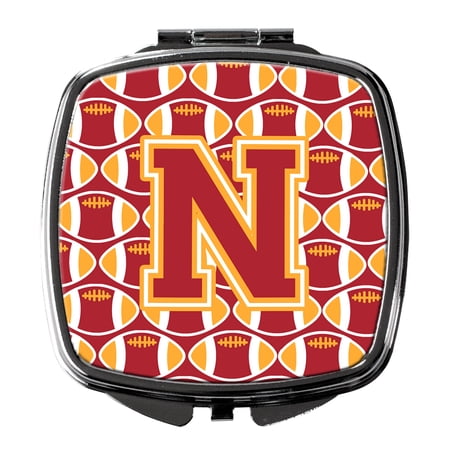 Letter N Football Cardinal and Gold Compact Mirror