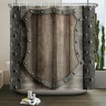 Brick Wall 3D Printing Wooden Door Shower Curtain Vintage Brown Bathtub