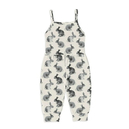 

Toddler Baby Girls Jumpsuit Print Strap Sleeveless Romper with Pockets Haren Pants Summer Casual One Piece Outfits