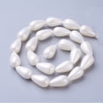 thumbnail image 2 of 2strands Electroplate Shell Pearl Beads Strands Drop White 18~20x10~10.5mm Hole: 1mm about 20pcs/strand 15~16inch(40~41cm), 2 of 3