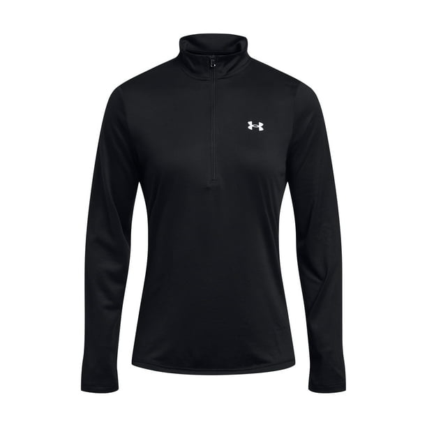 Camisa Under Armour Tech Quarter con cremallera para mujer, color blanco y negro