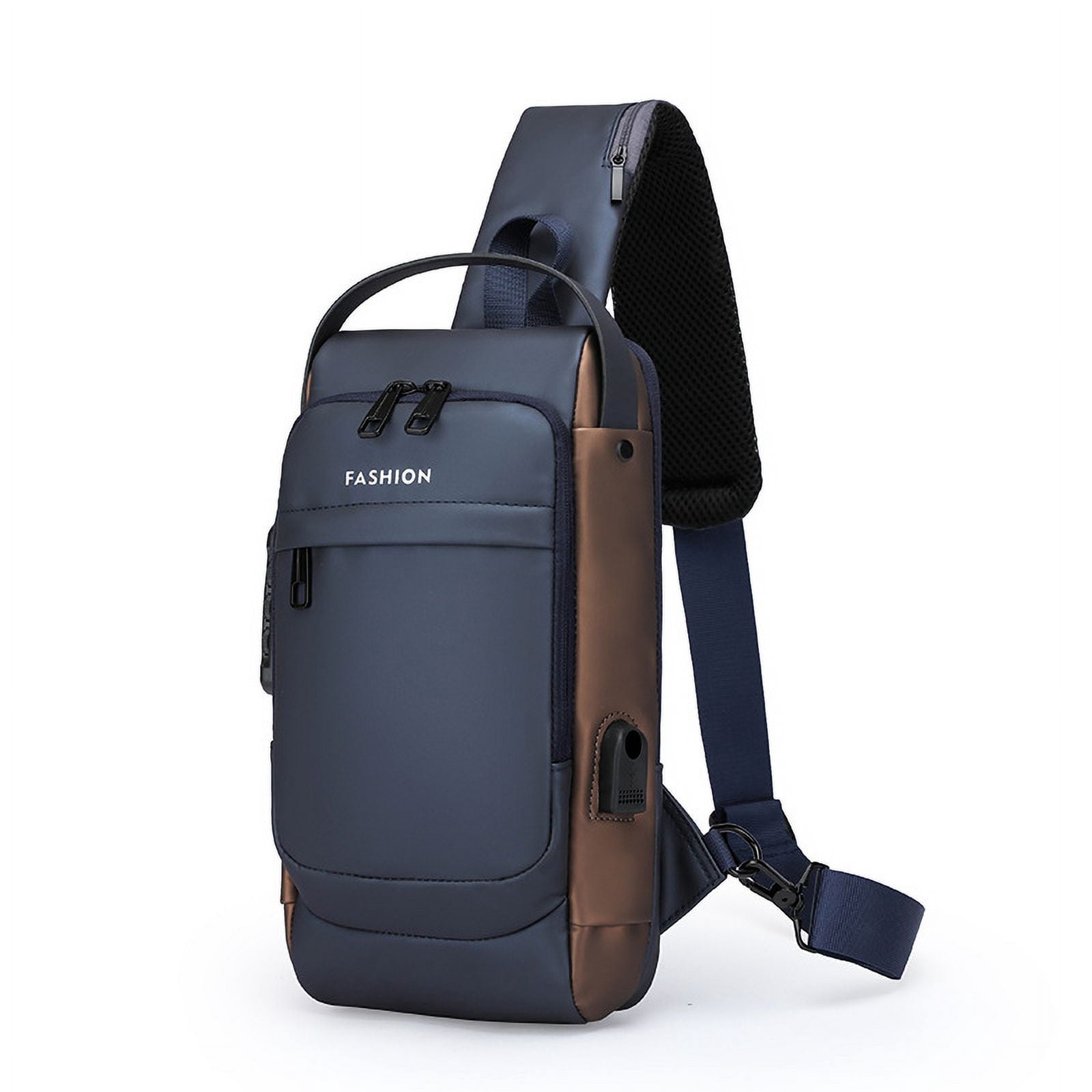 Travel Sling Bag Waterproof Crossbody Bag with Combination Lock Anti-Theft PU Leather Chest Bag with USB Charging Hole Shoulder Backpack Motorcycle Bags