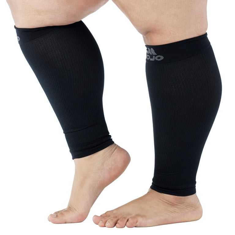 Plus Size Compression Calf Sleeve for Men & Women 20-30mmHg - Black,  2X-Large