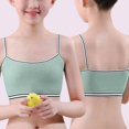 thumbnail image 6 of Wuxian Little Girls Bras Crop Top Bra Spaghetti Strap Seamless Sports Bra Training White Teen Bra Camisole Style Lightweight Seamless Kids Underwear,Green, 6 of 6
