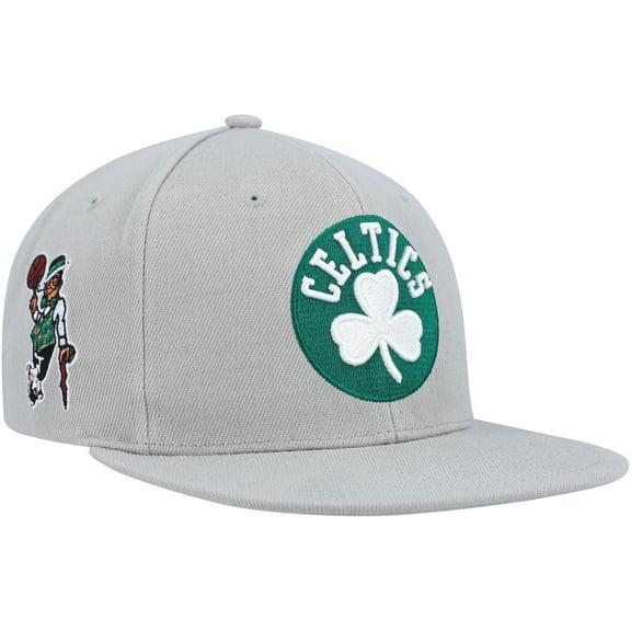 Men's Mitchell & Ness Gray Boston Celtics Side Core 2.0 Snapback Hat