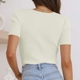 thumbnail image 4 of Ruyang Women's Basic Crop Tops Short Sleeve Square Neck T Shirt Top Tops Women Casual Slim Fit T-Shirt Streetwear S-3XL, 4 of 6