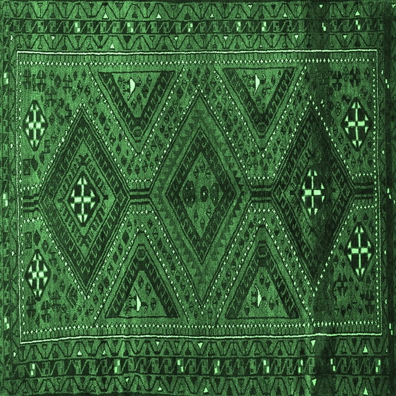 Ahgly Company Indoor Square Persian Emerald Green Traditional Area Rugs, 6' Square