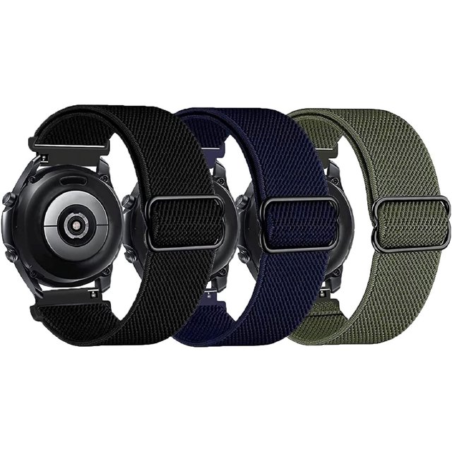 Paquete de 3 correas de reloj de nailon elástico compatibles con Samsung Galaxy Watch 3 de 45 mm/Galaxy Watch de 46 mm/Gear S3 Frontier/classic, correa deportiva transpirable de 22 mm