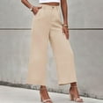thumbnail image 6 of Baqcunre Wide Leg Pants Woman Fashion Women's Solid Casual Pocket Button High Waist Wide Leg Pants Womens Fashion Women's Pants Pants for Women Womens Clothes Beige L, 6 of 9