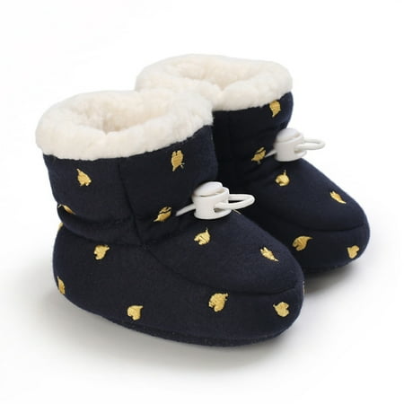 

TOWED22 Girls Boots For Girls Baby Shoes Fleece Warm Short Boots Shoes Fashion Printing Non Slip Breathable Boots Dark Blue