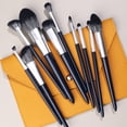 thumbnail image 1 of Nvzi Juego de 10 brochas de maquillaje para base, polvos, correctores, sombras de ojos, colorete, brochas de maquillaje azules con bolsa de almacenamiento naranja, 1 of 4