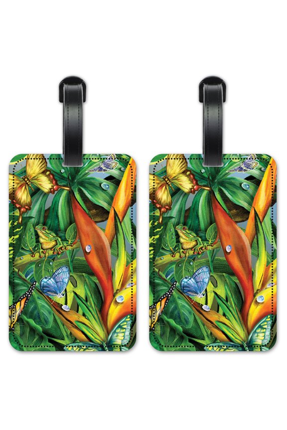 Frog & Butterflies - Luggage ID Tags / Suitcase Identification Cards - Set of 2