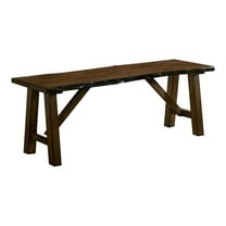 Bowery Hill Modern Rustic Wood Rectangle Dining Bench in Walnut